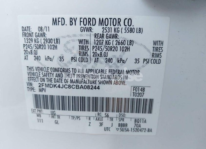 Photo 9 of 2012 Ford Edge SEL (VIN 2FMDK4JC8CBA08244)