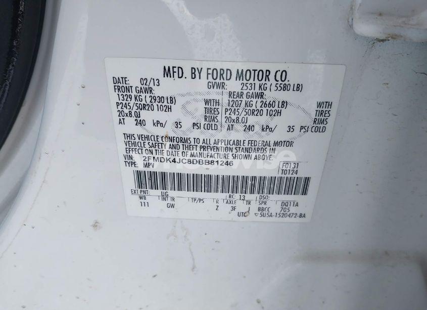 Photo 9 of 2013 Ford Edge SEL (VIN 2FMDK4JC8DBB81246)