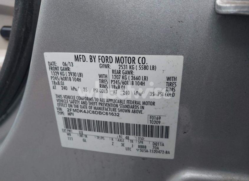 Photo 9 of 2013 Ford Edge SEL (VIN 2FMDK4JC8DBC61632)