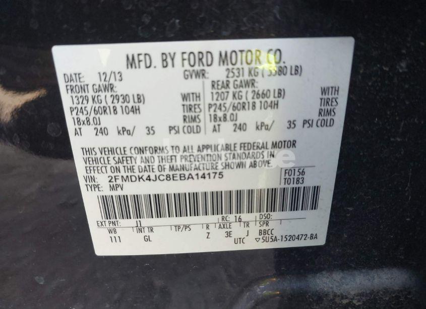 Photo 9 of 2014 Ford Edge SEL (VIN 2FMDK4JC8EBA14175)