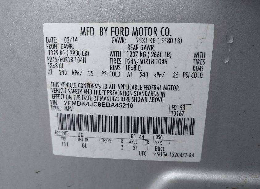 Photo 9 of 2014 Ford Edge SEL (VIN 2FMDK4JC8EBA45216)