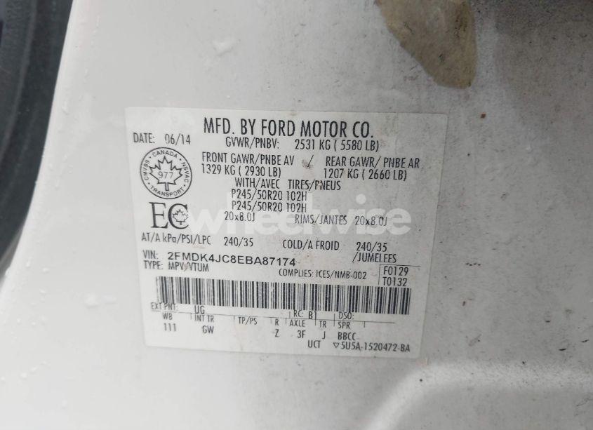 Photo 9 of 2014 Ford Edge SEL (VIN 2FMDK4JC8EBA87174)