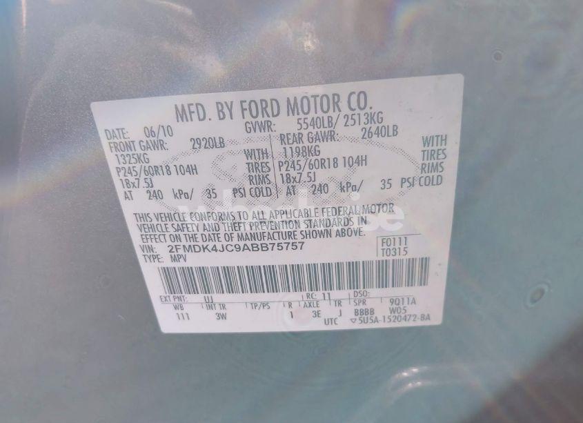 Photo 9 of 2010 Ford Edge SEL (VIN 2FMDK4JC9ABB75757)