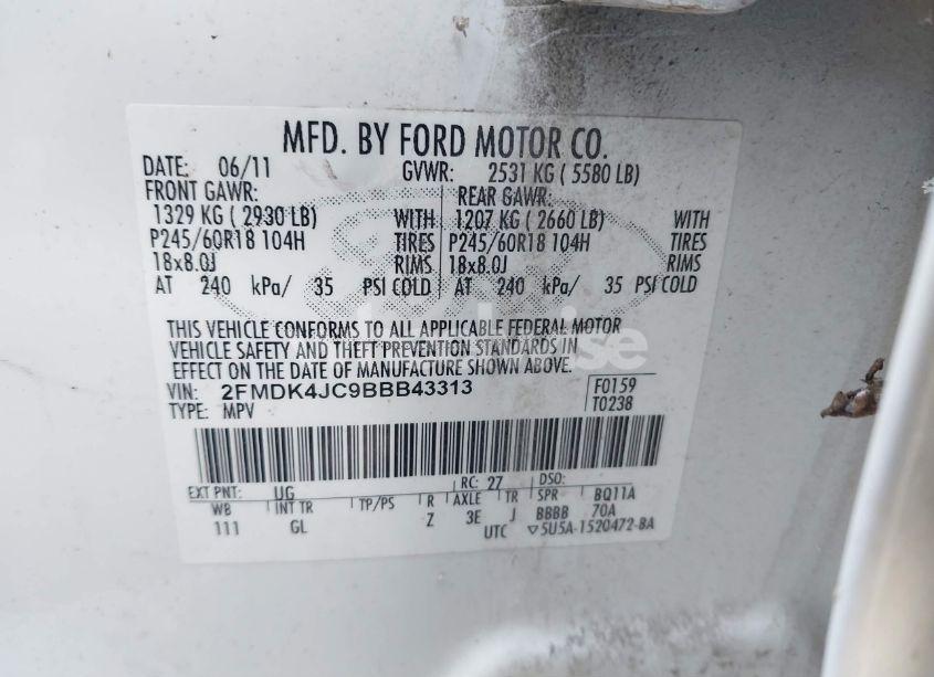 Photo 9 of 2011 Ford Edge SEL (VIN 2FMDK4JC9BBB43313)