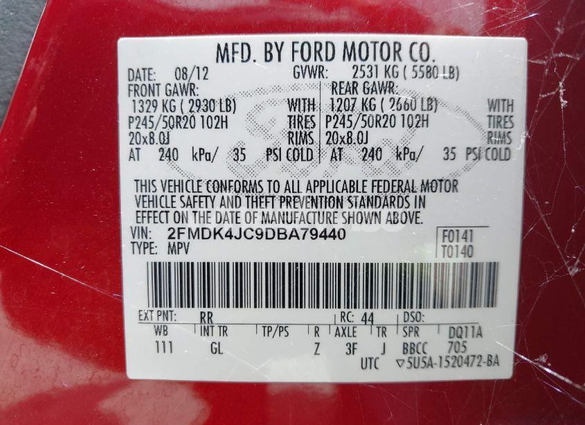Photo 9 of 2013 Ford Edge SEL (VIN 2FMDK4JC9DBA79440)