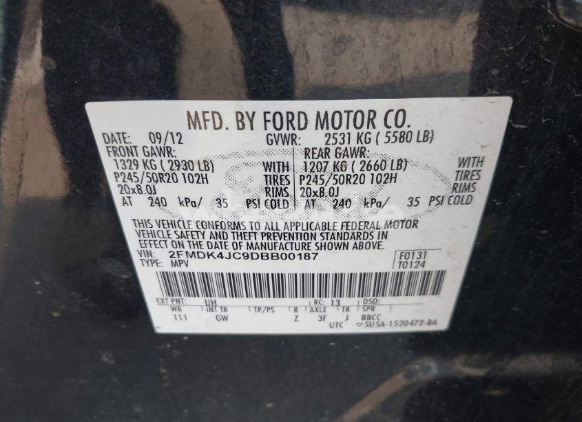 Photo 9 of 2013 Ford Edge SEL (VIN 2FMDK4JC9DBB00187)