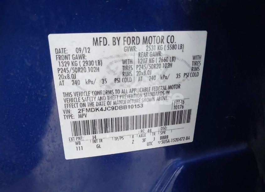 Photo 9 of 2013 Ford Edge SEL (VIN 2FMDK4JC9DBB10153)