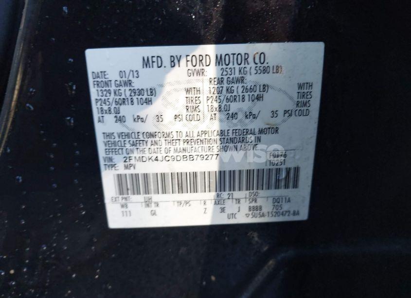 Photo 9 of 2013 Ford Edge SEL (VIN 2FMDK4JC9DBB79277)
