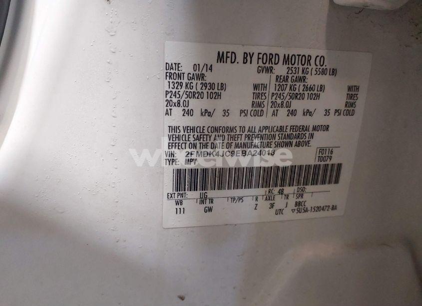 Photo 9 of 2014 Ford Edge SEL (VIN 2FMDK4JC9EBA24018)