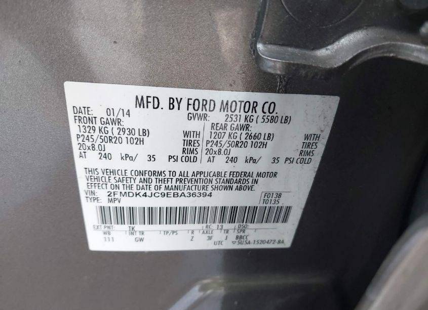 Photo 9 of 2014 Ford Edge SEL (VIN 2FMDK4JC9EBA36394)