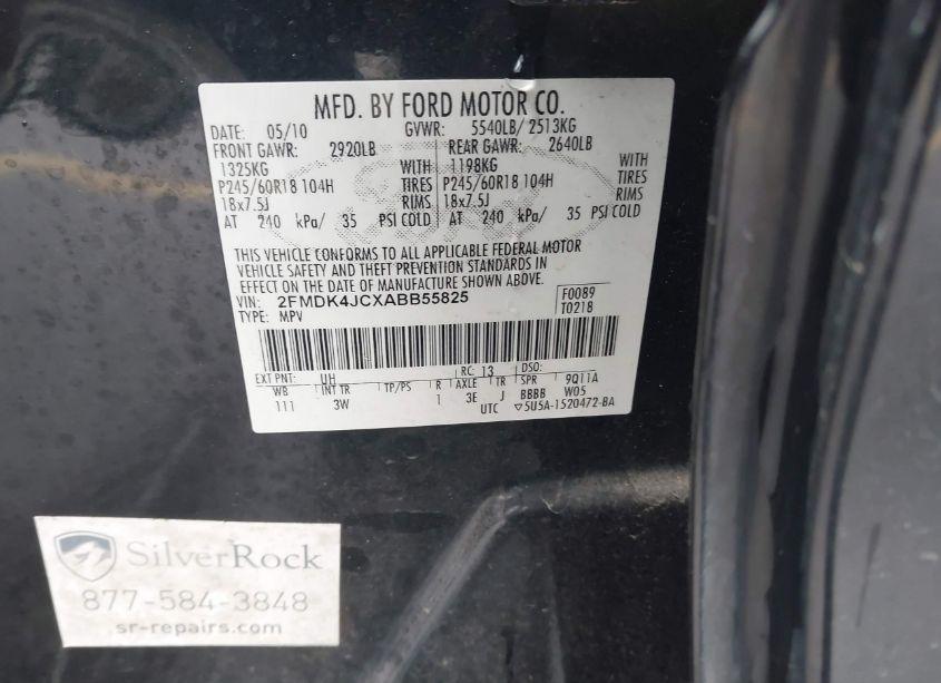 Photo 9 of 2010 Ford Edge SEL (VIN 2FMDK4JCXABB55825)