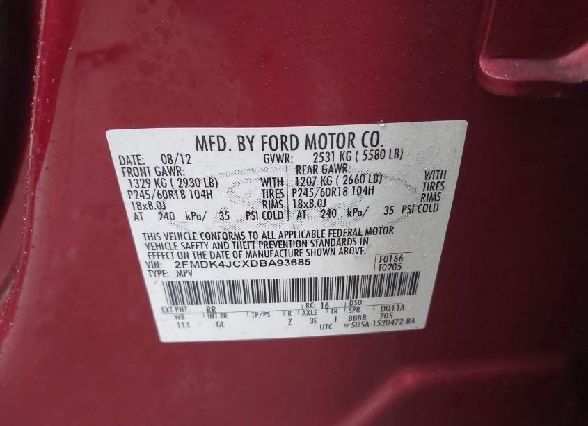 Photo 9 of 2013 Ford Edge SEL (VIN 2FMDK4JCXDBA93685)