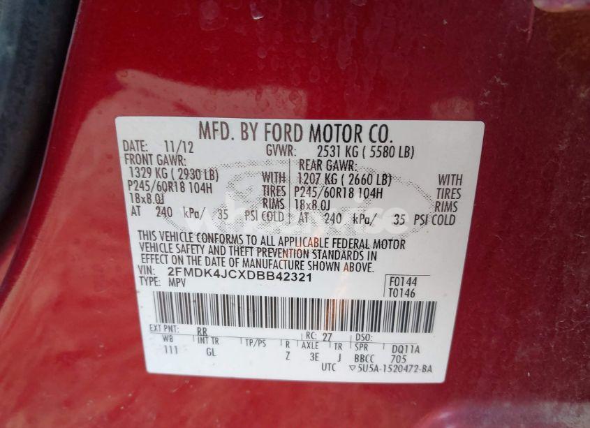 Photo 9 of 2013 Ford Edge SEL (VIN 2FMDK4JCXDBB42321)