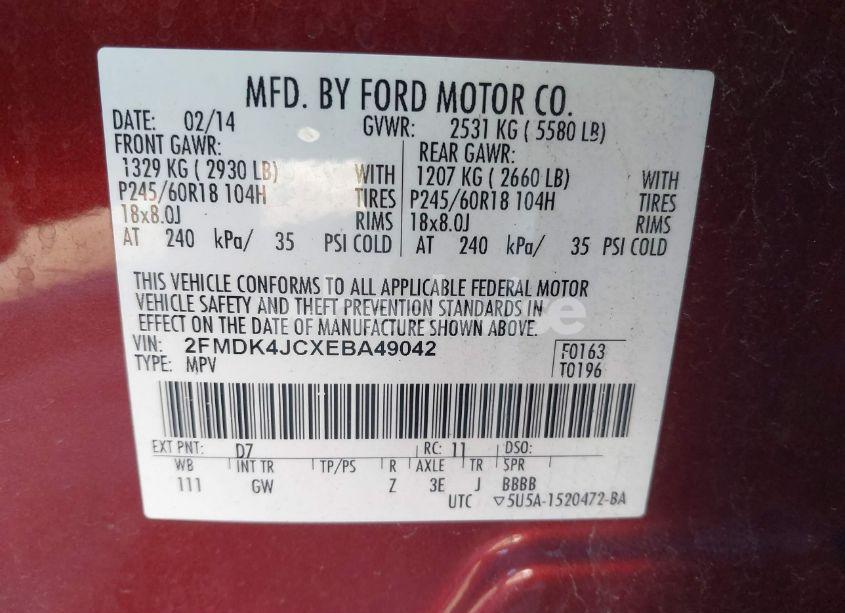 Photo 9 of 2014 Ford Edge SEL (VIN 2FMDK4JCXEBA49042)