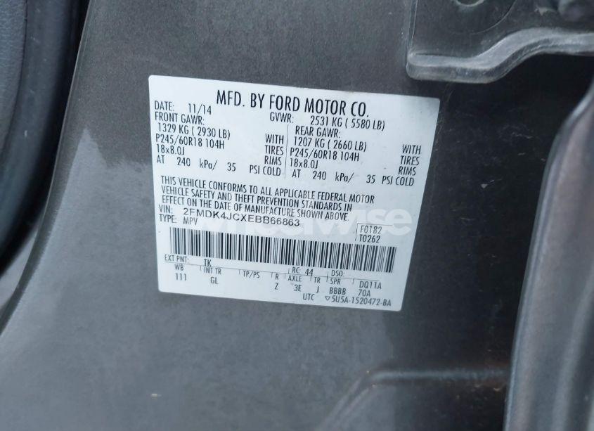 Photo 9 of 2014 Ford Edge SEL (VIN 2FMDK4JCXEBB66863)