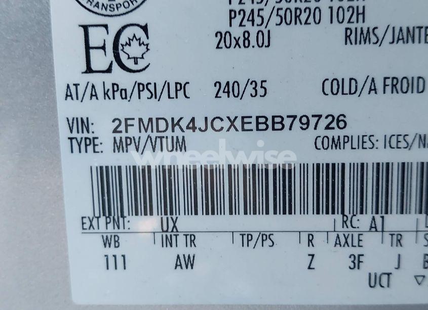 Photo 9 of 2014 Ford Edge SEL (VIN 2FMDK4JCXEBB79726)