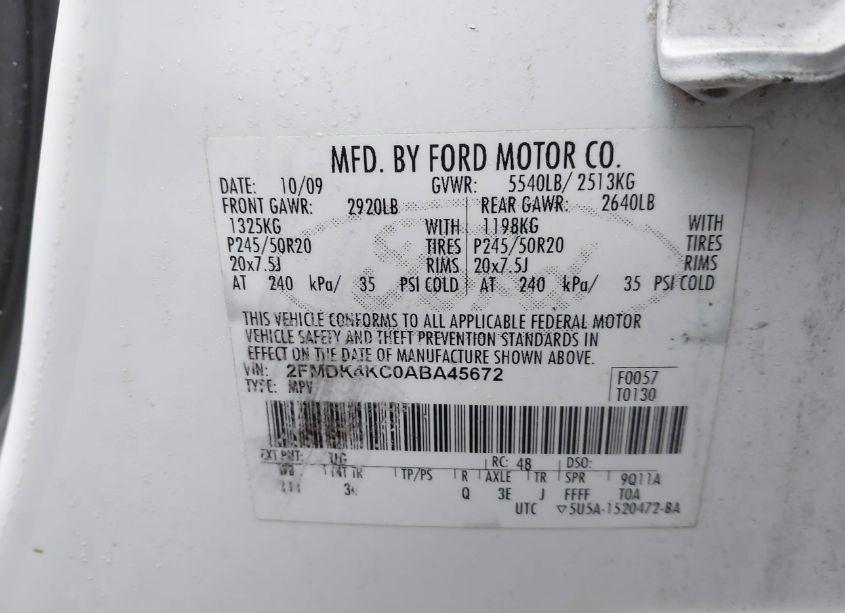 Photo 9 of 2010 Ford Edge LIMITED (VIN 2FMDK4KC0ABA45672)