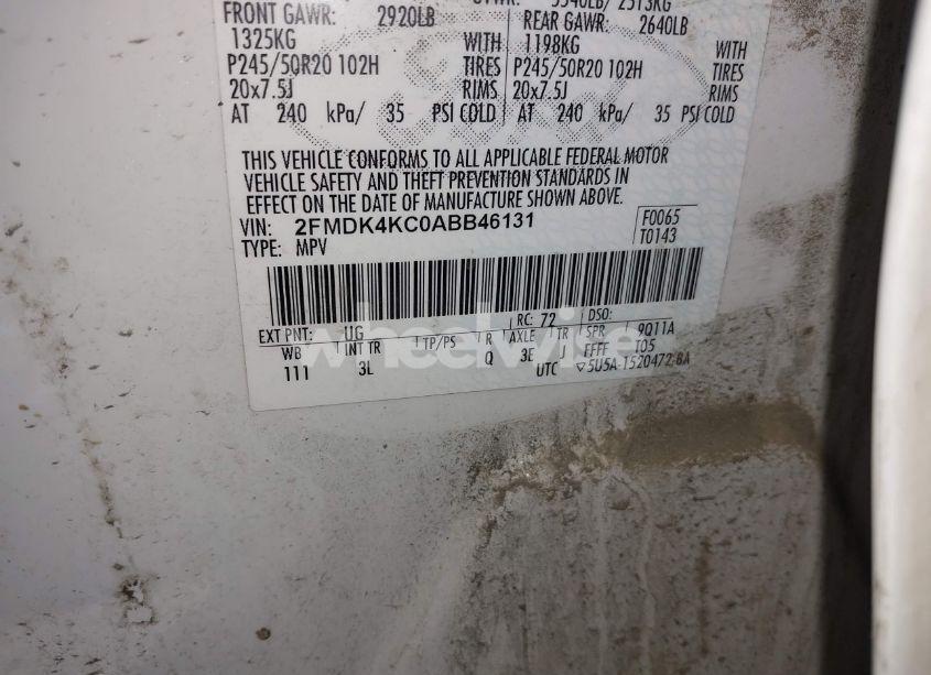 Photo 9 of 2010 Ford Edge LIMITED (VIN 2FMDK4KC0ABB46131)