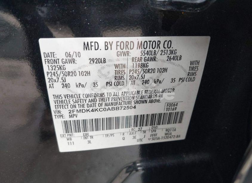 Photo 9 of 2010 Ford Edge LIMITED (VIN 2FMDK4KC0ABB72504)