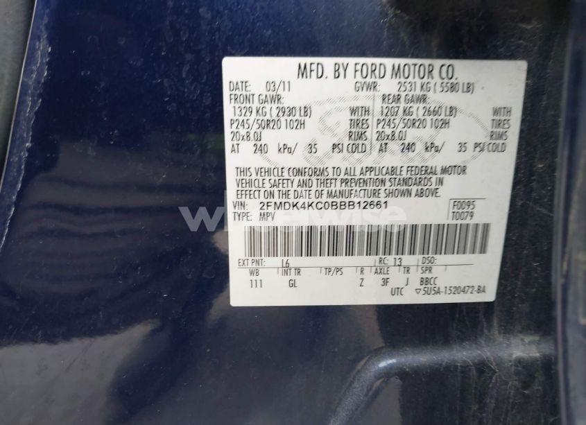 Photo 9 of 2011 Ford Edge LIMITED (VIN 2FMDK4KC0BBB12661)