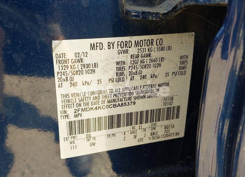 Photo 9 of 2012 Ford Edge LIMITED (VIN 2FMDK4KC0CBA85379)