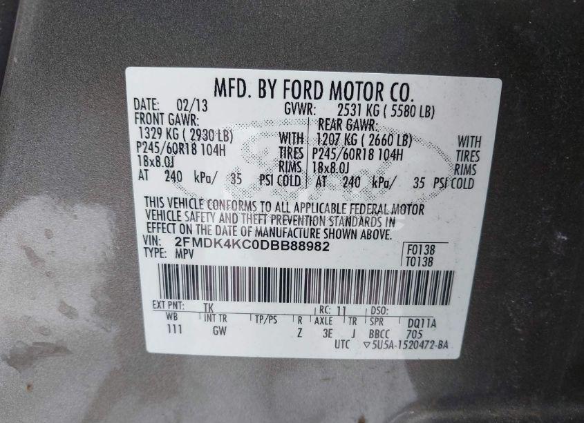 Photo 7 of 2013 Ford Edge LIMITED (VIN 2FMDK4KC0DBB88982)