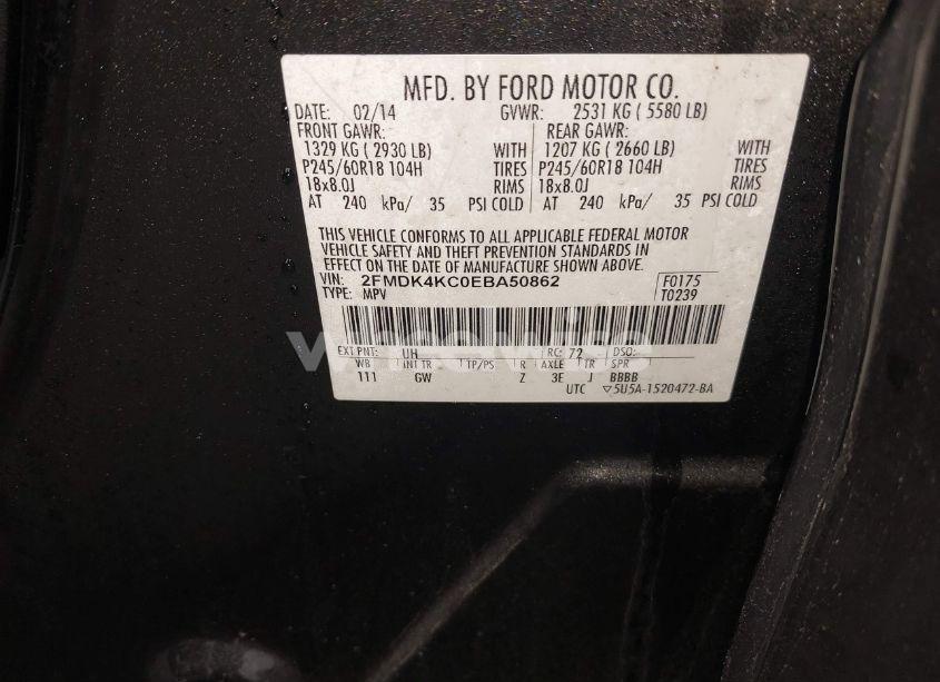 Photo 9 of 2014 Ford Edge LIMITED (VIN 2FMDK4KC0EBA50862)