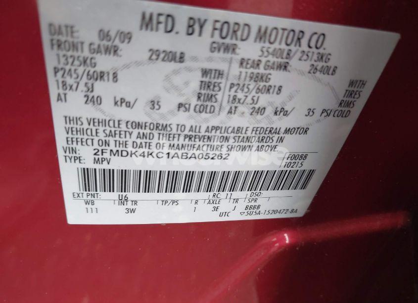 Photo 9 of 2010 Ford Edge LIMITED (VIN 2FMDK4KC1ABA05262)