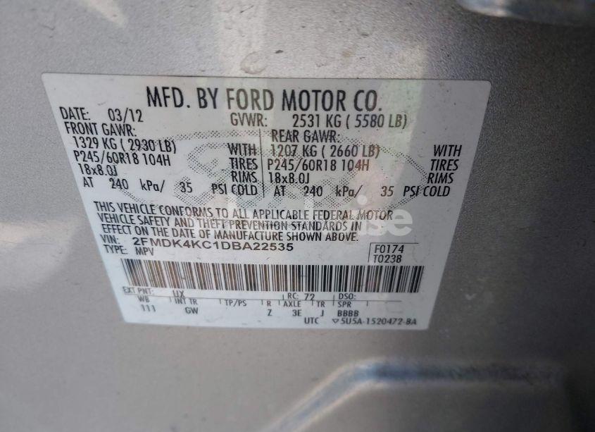 Photo 9 of 2013 Ford Edge LIMITED (VIN 2FMDK4KC1DBA22535)