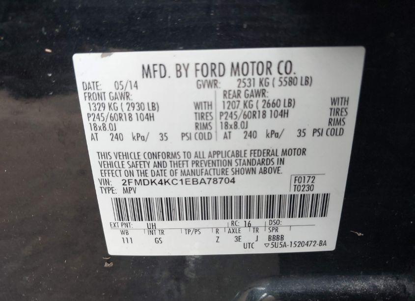 Photo 9 of 2014 Ford Edge LIMITED (VIN 2FMDK4KC1EBA78704)
