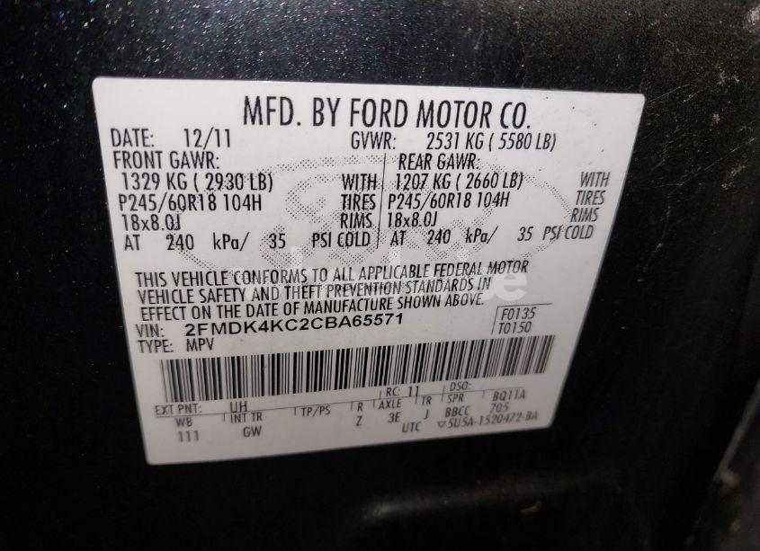 Photo 9 of 2012 Ford Edge LIMITED (VIN 2FMDK4KC2CBA65571)