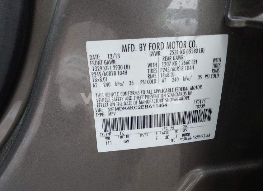 Photo 9 of 2014 Ford Edge LIMITED (VIN 2FMDK4KC2EBA11464)
