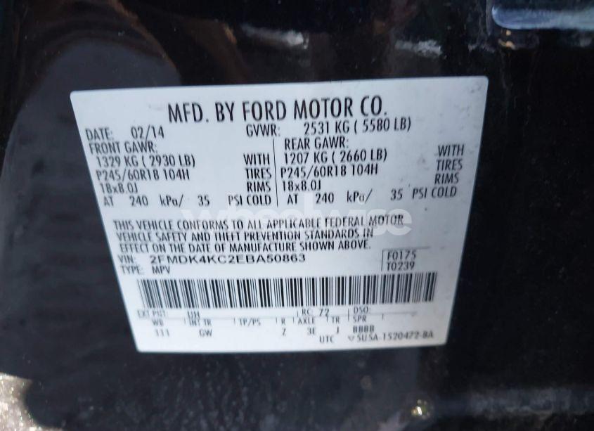 Photo 9 of 2014 Ford Edge LIMITED (VIN 2FMDK4KC2EBA50863)