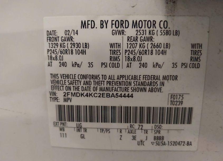 Photo 9 of 2014 Ford Edge LIMITED (VIN 2FMDK4KC2EBA54444)