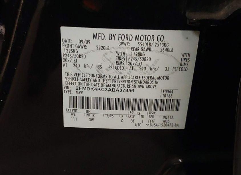 Photo 9 of 2010 Ford Edge LIMITED (VIN 2FMDK4KC3ABA37856)