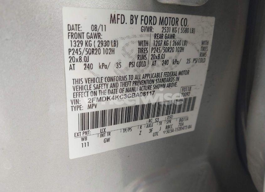 Photo 9 of 2012 Ford Edge LIMITED (VIN 2FMDK4KC3CBA08117)