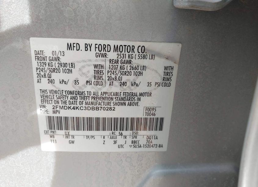 Photo 9 of 2013 Ford Edge LIMITED (VIN 2FMDK4KC3DBB70282)
