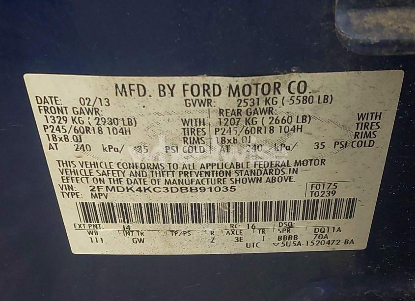 Photo 9 of 2013 Ford Edge LIMITED (VIN 2FMDK4KC3DBB91035)