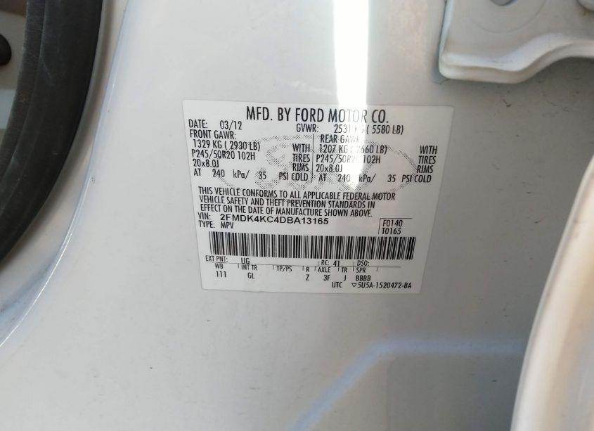 Photo 9 of 2013 Ford Edge LIMITED (VIN 2FMDK4KC4DBA13165)