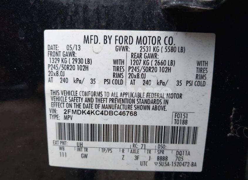 Photo 9 of 2013 Ford Edge LIMITED (VIN 2FMDK4KC4DBC46768)