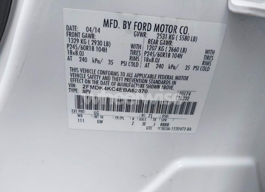 Photo 9 of 2014 Ford Edge LIMITED (VIN 2FMDK4KC4EBA62870)