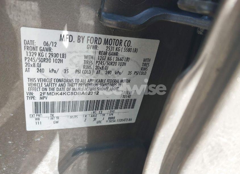 Photo 9 of 2013 Ford Edge LIMITED (VIN 2FMDK4KC5DBA62312)