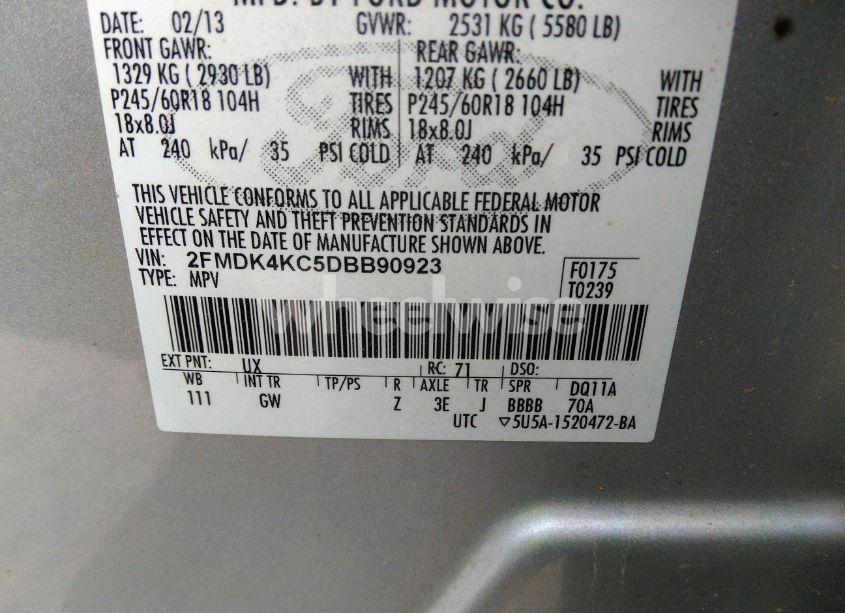 Photo 9 of 2013 Ford Edge LIMITED (VIN 2FMDK4KC5DBB90923)