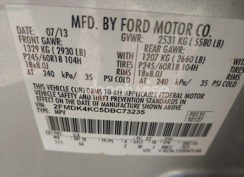 Photo 9 of 2013 Ford Edge LIMITED (VIN 2FMDK4KC5DBC73235)
