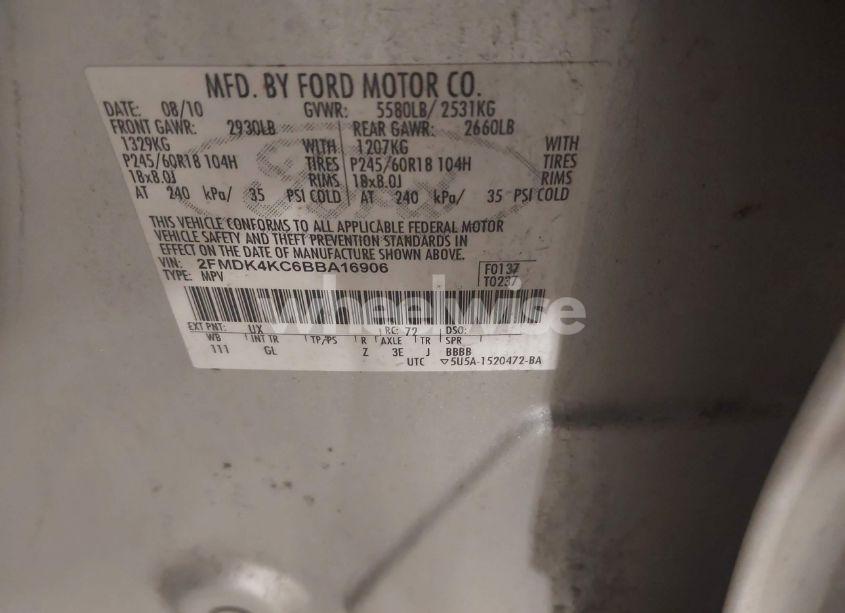 Photo 9 of 2011 Ford Edge LIMITED (VIN 2FMDK4KC6BBA16906)