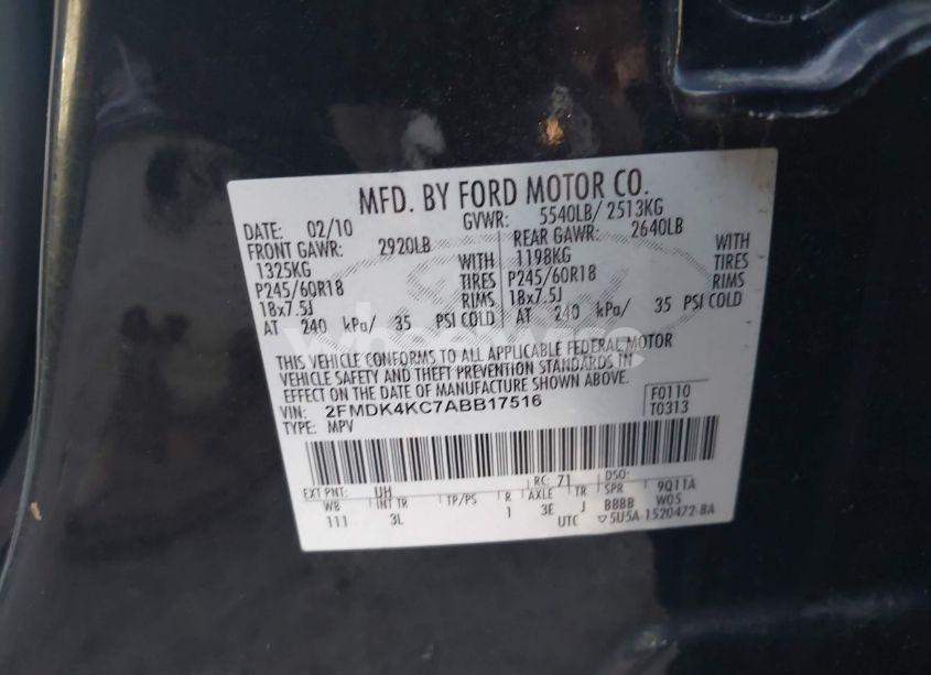 Photo 9 of 2010 Ford Edge LIMITED (VIN 2FMDK4KC7ABB17516)