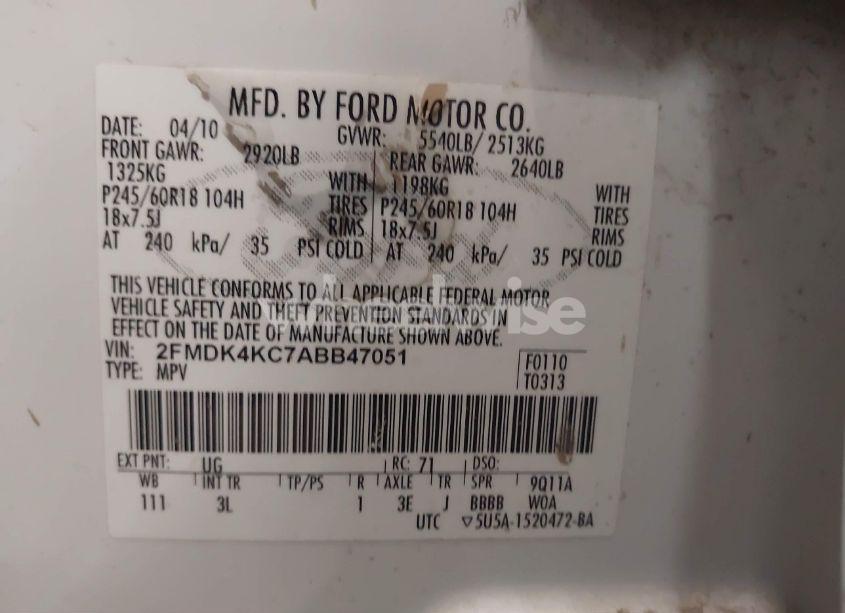 Photo 9 of 2010 Ford Edge LIMITED (VIN 2FMDK4KC7ABB47051)