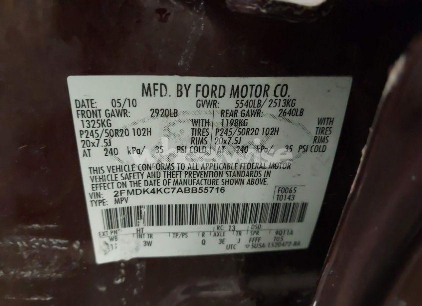 Photo 9 of 2010 Ford Edge LIMITED (VIN 2FMDK4KC7ABB55716)