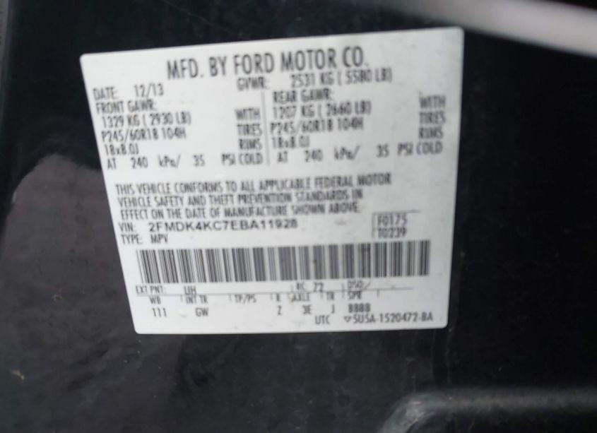 Photo 9 of 2014 Ford Edge LIMITED (VIN 2FMDK4KC7EBA11928)