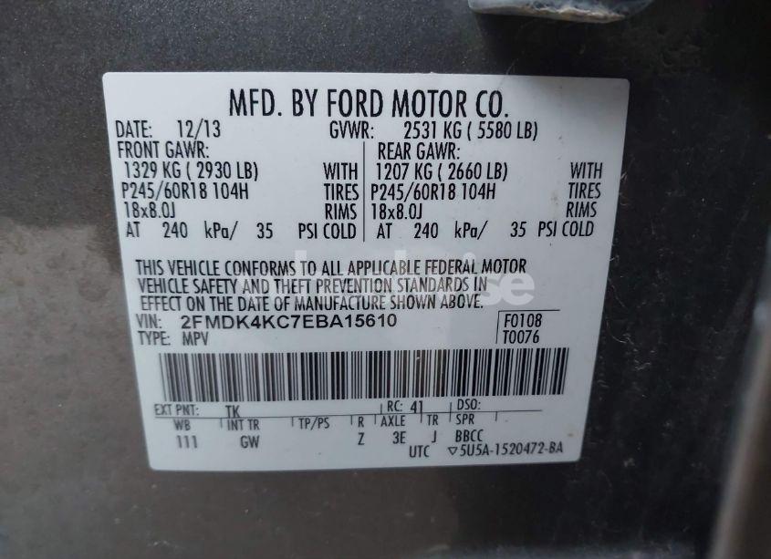 Photo 9 of 2014 Ford Edge LIMITED (VIN 2FMDK4KC7EBA15610)